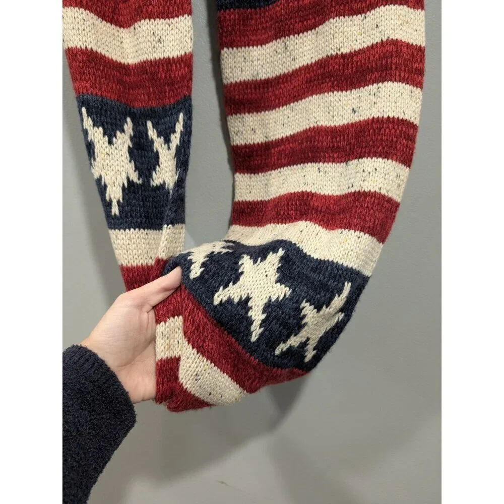 MUKLUKS American Flag Infinity Sweater Scarf Red Blue Stars Stripe Patriotic